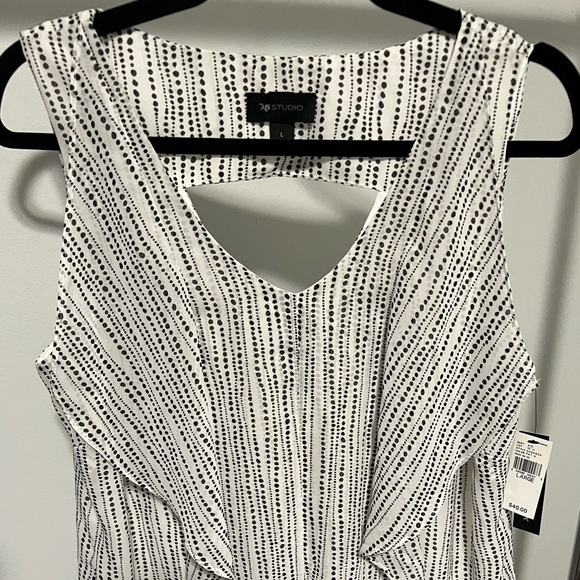 NWT AB Studio Large White & Black tank blouse - Picture 3 of 8
